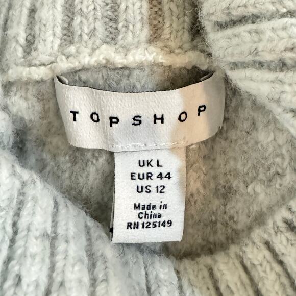 TOPSHOP Supersoft Wide Sleeve Turtleneck Sweater SZ L Grey Cozy Knit - Picture 8 of 10
